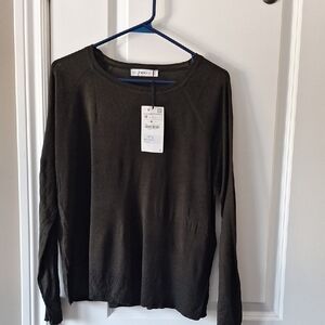 Zara Thin Dark Green Long Sleeve Top